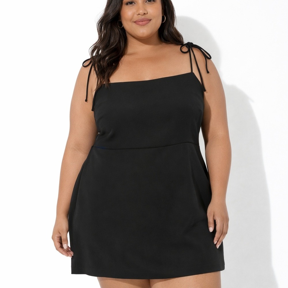 Amanda Uprichard Black Mini‎ Dress Tie Strap XL Sleek Minimalist